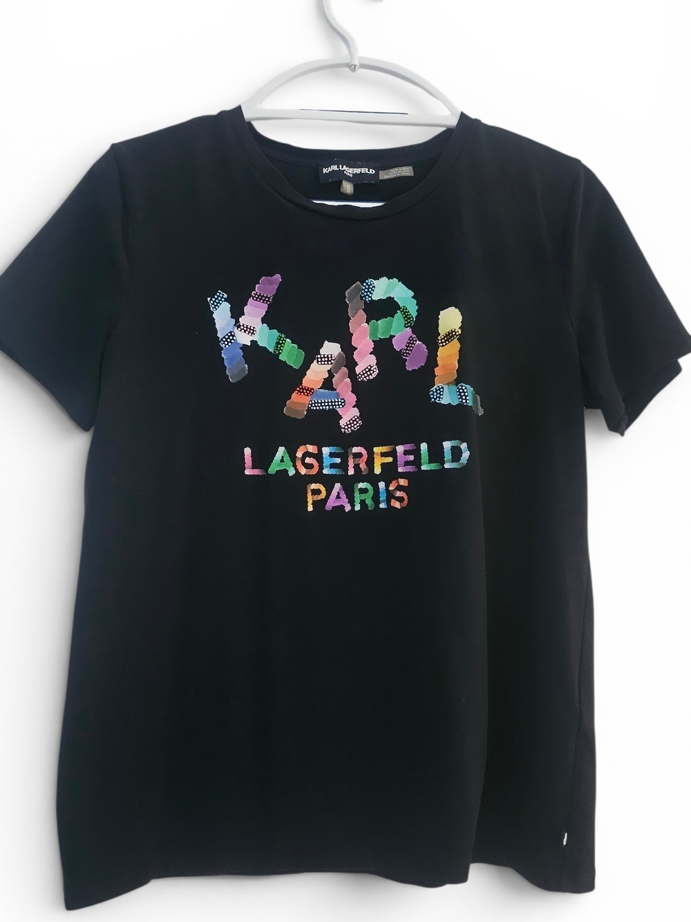 Karl Lagerfeld Kids Black Tee with Rainbow Logo